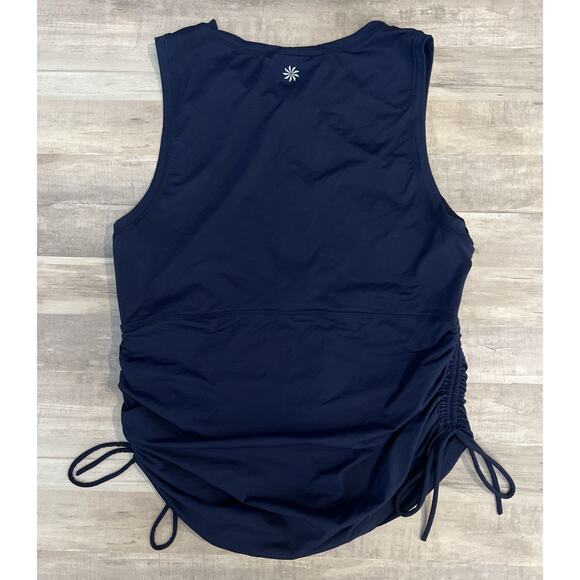 Athleta‎ Navy Blue Half Zip Tank Top Ruched Drawstring Sleeveless - Picture 8 of 8